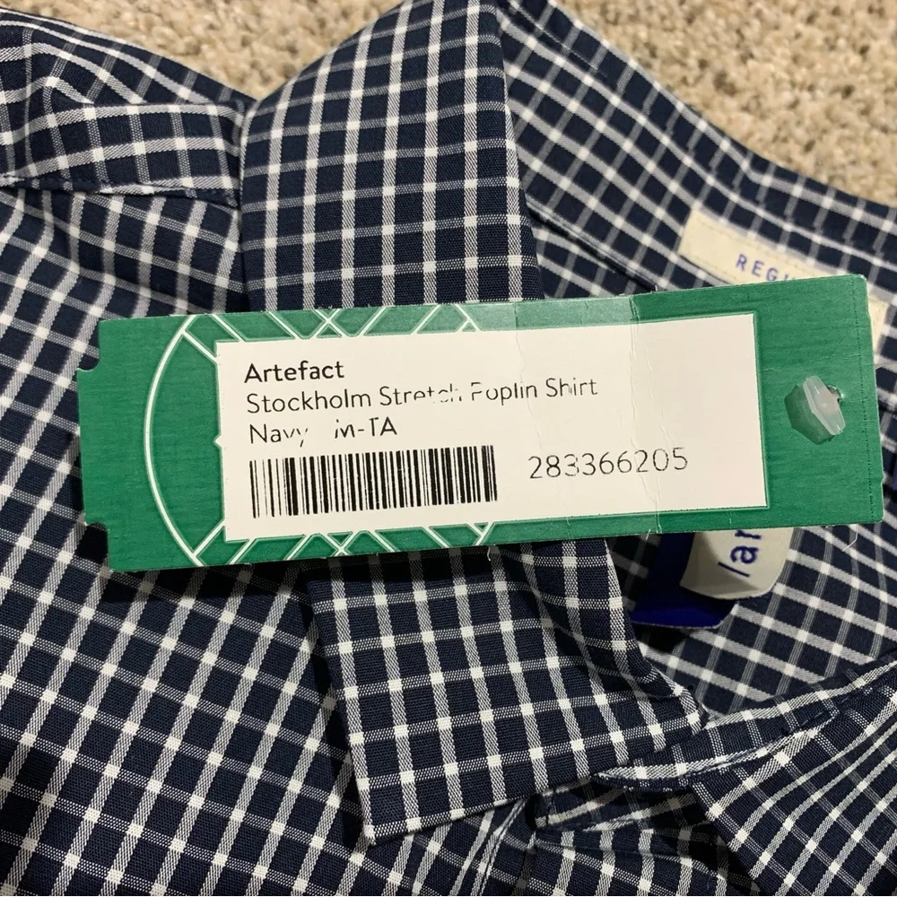 New Artefact Stockholm Stretch Poplin Navy Blue Shirt - Picture 3 of 7